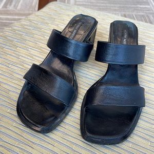 Sesto Meucci Black leather slide sandals